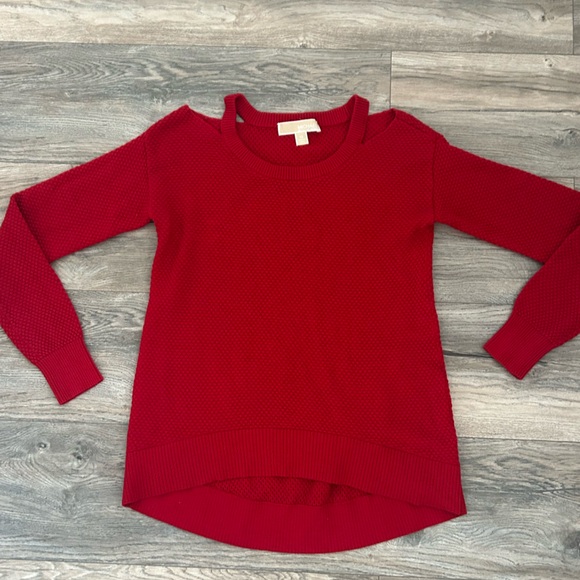 Michael Kors Sweaters - Michael khors red knit long sleeve sweater with shoulder cutouts XS